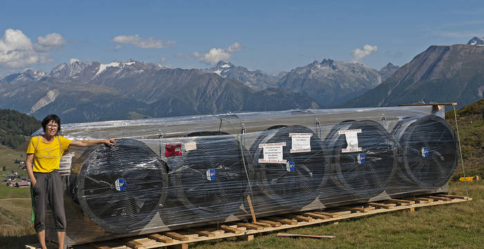 21.9.19 - La partie extérieure de la pompe à chaleur air/eau, qui aspirera l’air de l’environnement.
