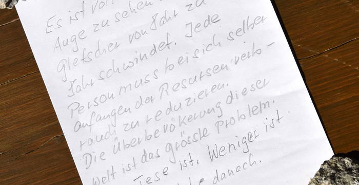 Flaschenpost @ Pro Natura Zentrum Aletsch
