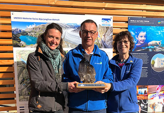 Welterbe-Kristall für das Pro Natura Zentrum Aletsch